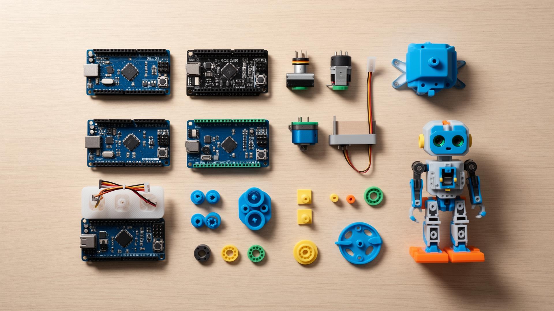 Robotics education kit flat lay